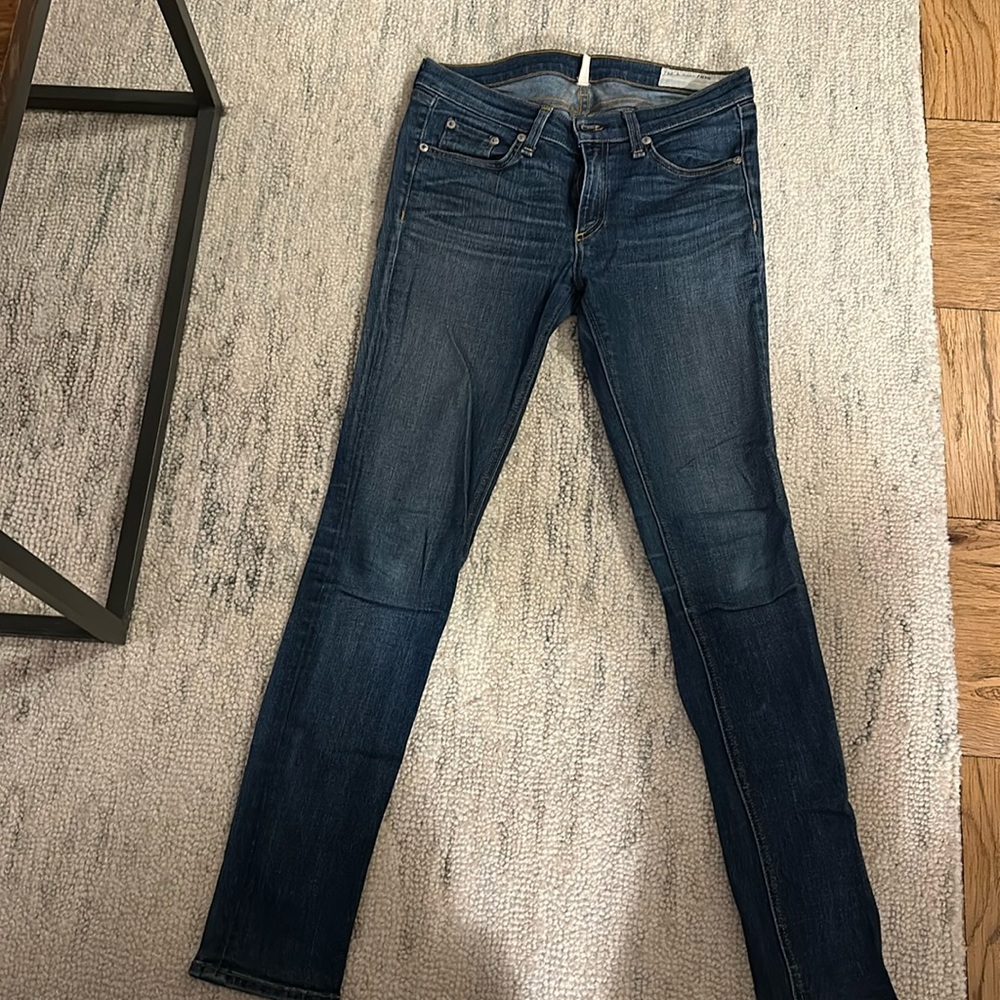 Rag and bone size 28 lightly distressed jeans.